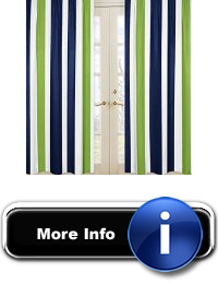  Navy Blue, Lime Green and White Window Treatment Panels for Stripe Collection Set of 2